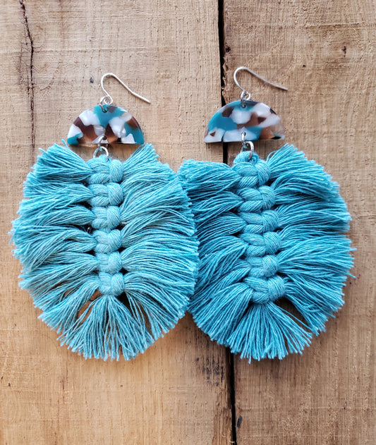 Blue Macrame Earrings