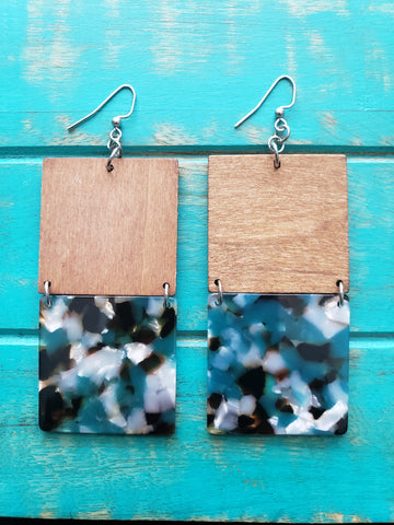 Square Earrings Blue