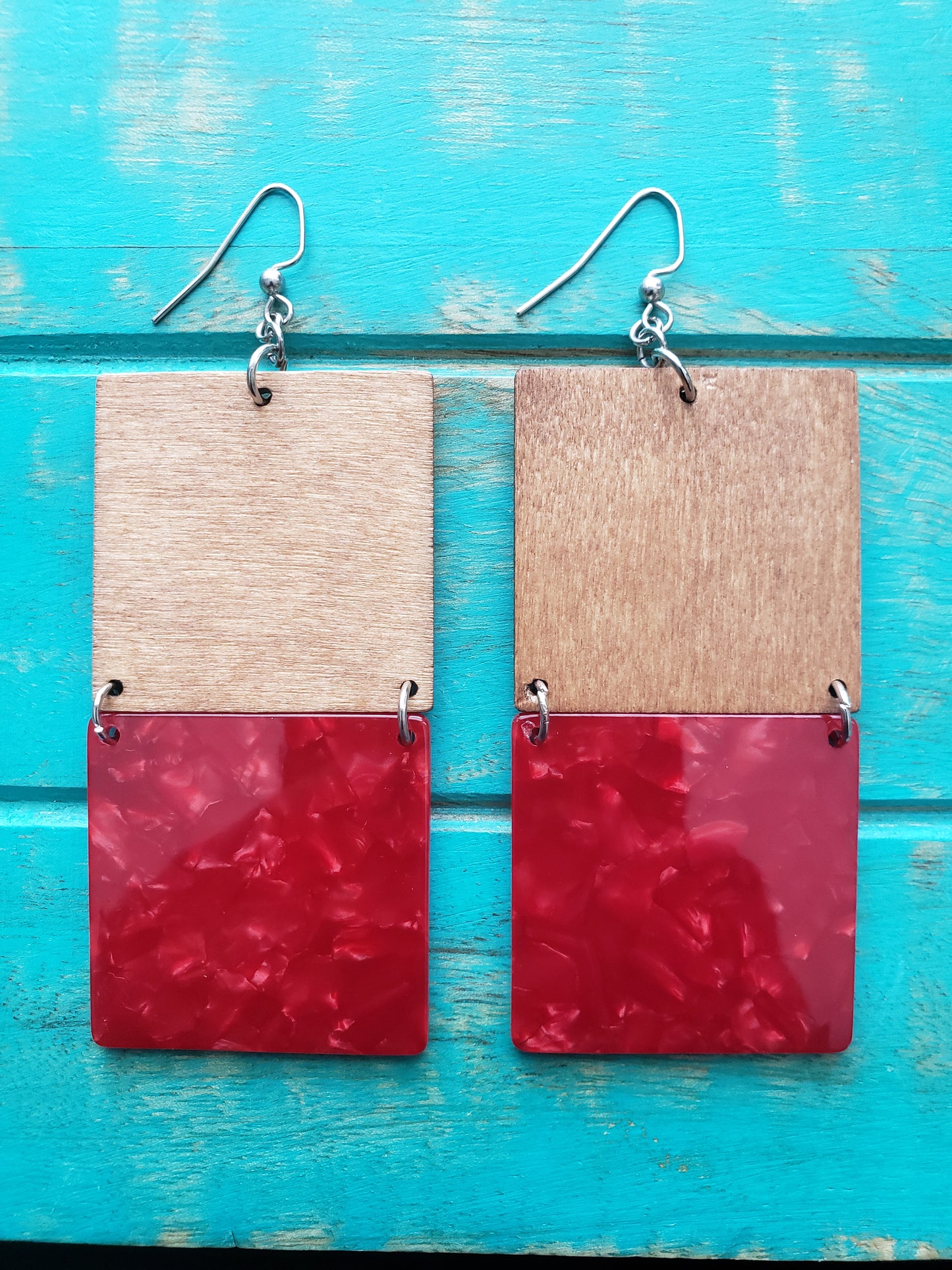 Square Earrings Red