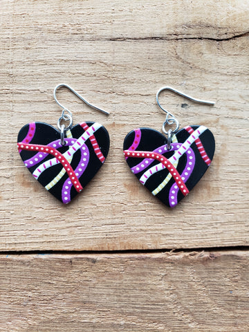 Heart Ribbon Earrings