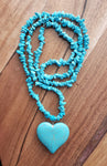 Turquoise Chips and Heart Pendant