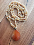 Carnelian Chips and Teardrop Pendant Necklace