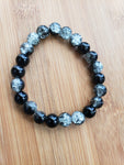 Men's Black and Clear Crackle Bracelet