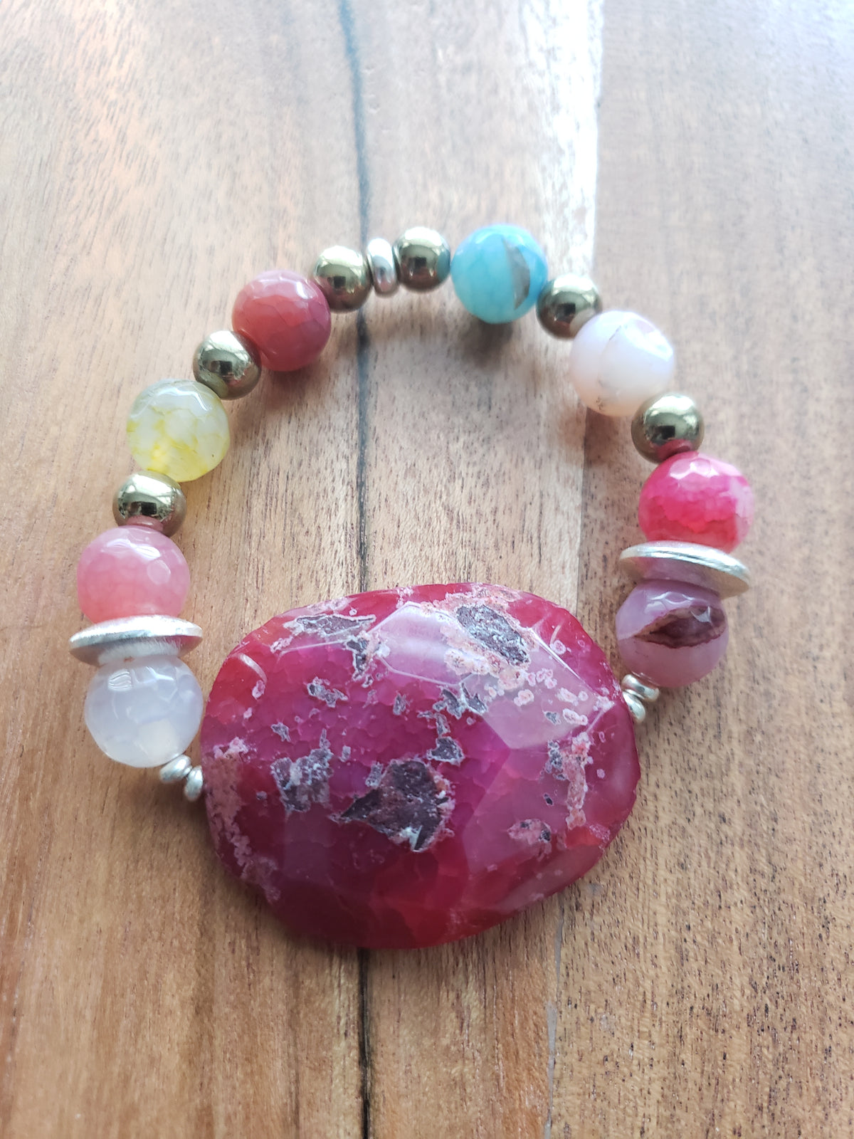 Pink Agate Focal Bracelet
