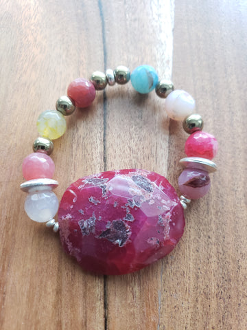 Pink Agate Focal Bracelet