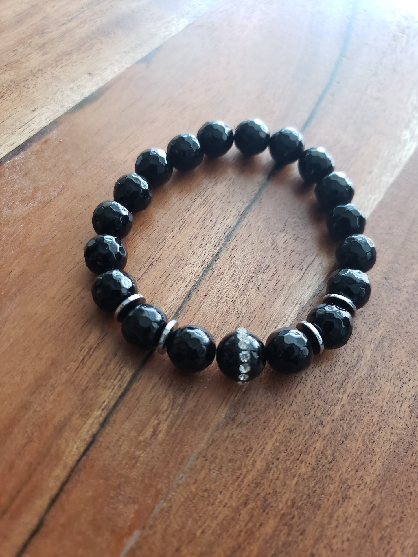 Black Jade with Rhinestones and Hemitate Bracelet