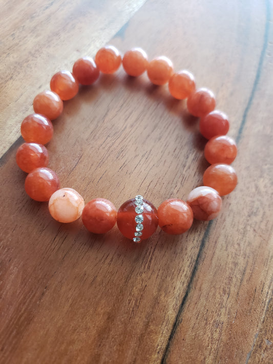 Red Jade Rhinestones Bracelet