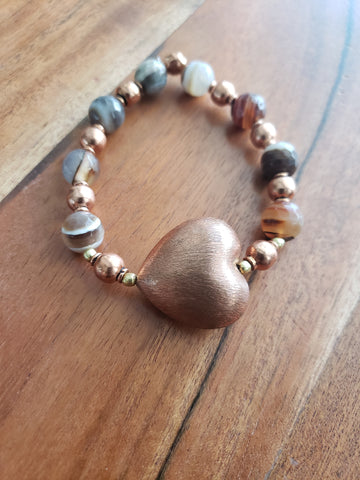 Copper Puffy Heart Bracelet 1